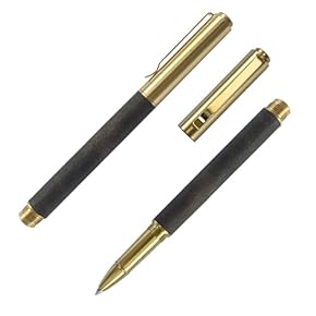 【オリジナル制作】真鍮無垢 キャップ式水性ローラボールペン　ずっしり　重量感 ◎ ロウ (キャップ式水性ローラーボールペン) ブラス（真鍮