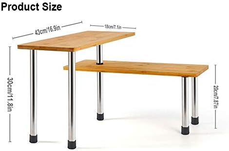 Miniatura 3 de Corner Shelf Countertop Storage Organizer-2 Tier Bamboo & Metal Desk Bookshelf Display Shelves Plant Rack, Freestanding Space Saving