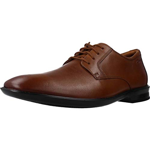 Image of Clarks Mens Bensley Lace Dark Tan Lea Derby