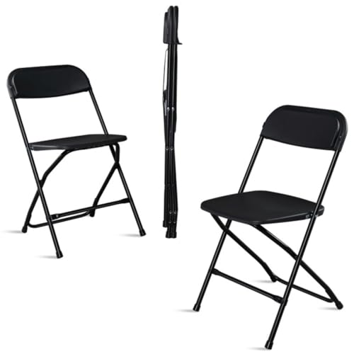 Juego de sillas plegables de peso de 350 libras, 4 sillas universales de plástico para interiores y exteriores para el hogar, oficina, iglesia, eventos, color negro