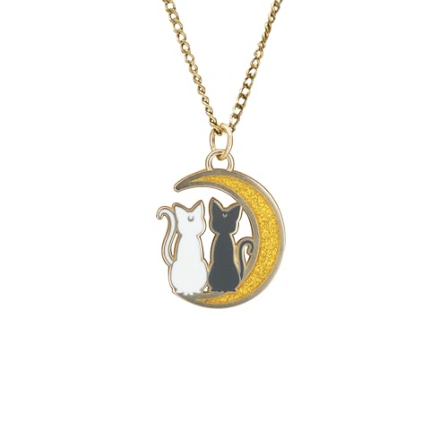 ABYSTYLE – Collier SAILOR MOON Chats sur la Lune – Produit Officiel – Pendentif Métal Émaillé – Chaîne Incluse – Bijou Collector