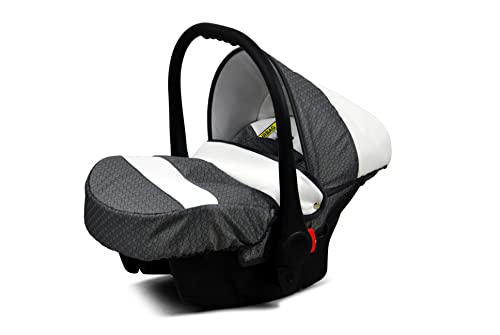 BabyLux Kinderwagen 4in1 White Lux Isofix Basis Kinderwagen Tiefschlafwagen & Autositz OEKO-TEX STANDARD 100 Zertifiziert 60cmx95cmx115cm 14 kg Grey Cubic