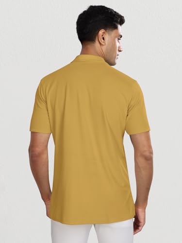 Image of BULLMER Trendy Solid Zipper Collar /Polo Neck Tshirt for Men