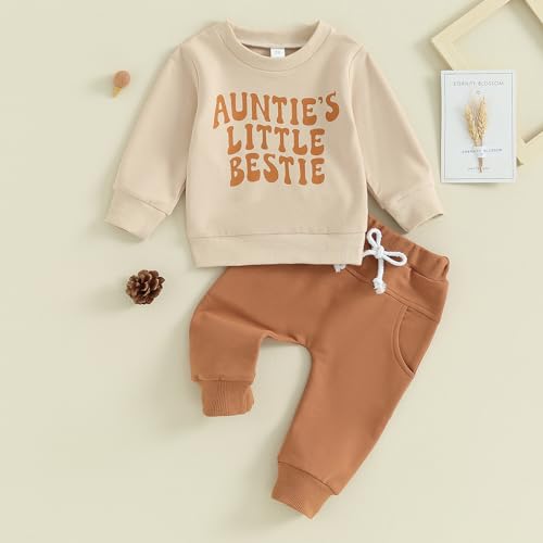 Meiweileya Infant Toddler Baby Girl Boy Fall Winter Clothes Long Sleeve Funny Letters Sweatshirt Pullover Tops Pants Set2