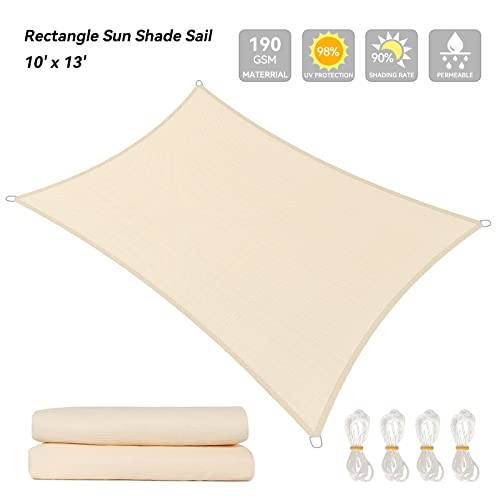 10'X 13' Sun Shade Sail, Rectangle Shade Sails, Sun Shades Outdoor, 190Gsm Sunshades For Patio, Shade Canopy Uv Block Awning For Outdoor Patio Garden Backyard #TOP3
