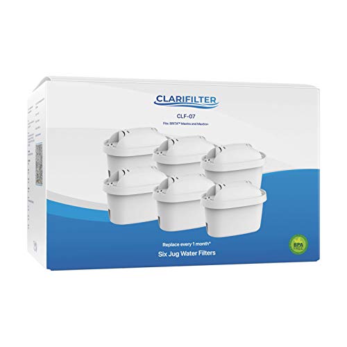 CLARIFILTER CLF-07 Cartouche filtrante Compatible avec Brita Maxtra, Maxtra+ Filtre à Eau; Mavea, Marella, Elemaris; Dafi/PearlCo Unimax; Aquaphor Maxfor Carafe filtrante; Bosch Tassimo (6)