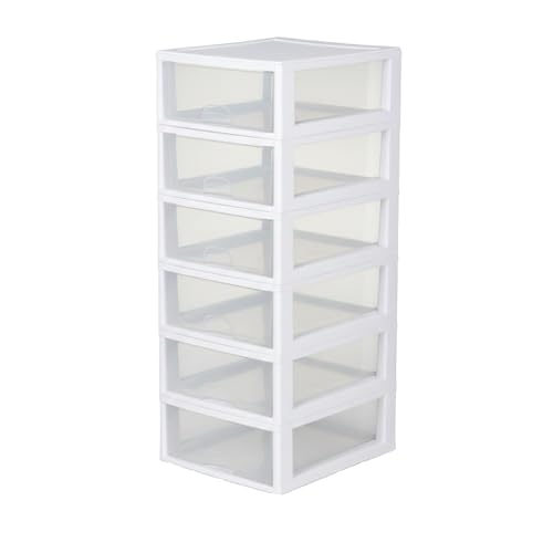 Best Stackable Storage Drawers for Clothes: Top Space-Saving Organizers Reviewed 6 Sterilite 6-Pack 16 Quart Stacking Drawer, Clear Storage Closet Organizer, White Frame - Stackable Modular Plastic Drawers for Clothes, Accessories, Craft Supplies, Shoes or Linens