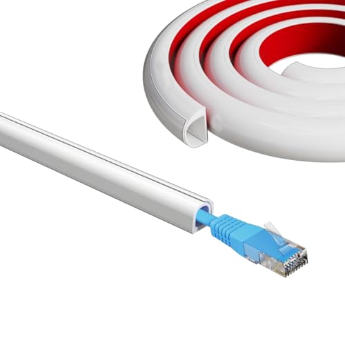 Image of Serplex Ethernet Cable Hider PVC Wire Hider Single Cable Cover Cable Wrap Tangle-Free Cable Protective Cover Self-Adhesive Cuttable Floor Cord Hider Wire Cover Cord Oragnizer, 6.6ft, White
