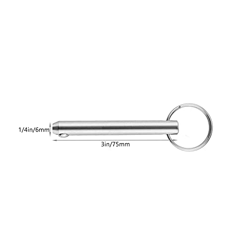 4 Pcs Long Quick Release Pin 1/4"Dx3"L, Heavy Duty Stainless Steel Ball Quick Stop Pin Spring Quick Safety Pin Locating Pin Pull Ring Quick Reset Lock Pin, Full 316 Stainless Steel, Marine Hardware #TOP3