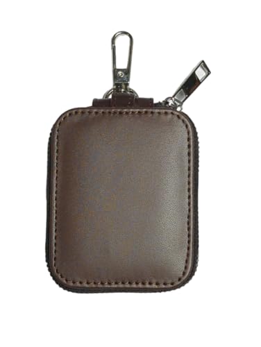 Image of Premium Eco-Friendly Universal Leather TWS earpod Storage Pouch Zip Lock with Hook Compatible with All Generation Apple Airpods - (Cover Only) (Dark Brown)