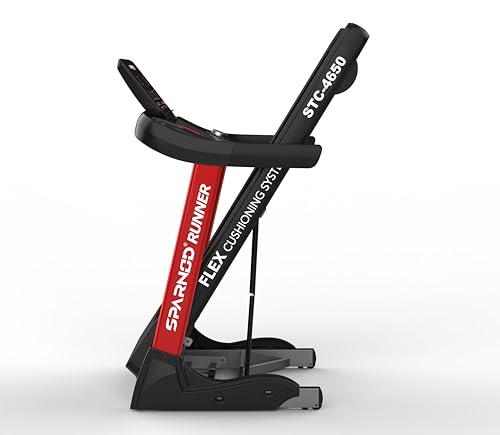 Image of Sparnod Fitness STC-4650 Treadmill, 3 HP Peak AC Motor, 140kg Max User Weight, 20-Level Incline, 1.0-20km /h Speed, Foldable Design with Bluetooth Speakers, LED Display & Spacious Running Surface