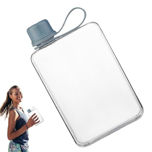 Botella de agua plana, botella de agua cuadrada - Vasos planos portátiles de 500 ml - Botella de agua de verano antifugas, botella fría fina, botella de agua deportiva para senderismo, escalada,