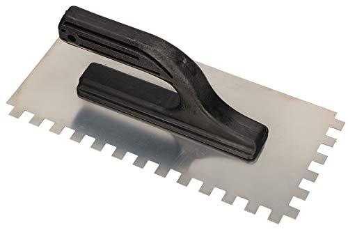 KOTARBAU® Llana Dentada con Hoja de Acero Inoxidable, 10x10, 270 mm, Paleta de alisado con Mango de plástico, Peine de Diente para colocación de baldosas, Espátula de Dientes, Alisadora para Azulejos