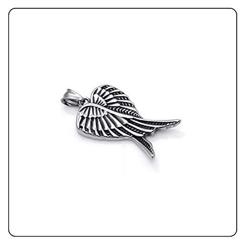 Punk Titanium Steel Angel Wings Pendant Necklace,24" Box Chain3