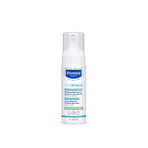 Mustela Stelatopia Shampoo Mousse per Cuoio Capelluto con Estrema Secchezza o Dermatite Atopica, Capelli, Neonati, Bambini, Tutta la Famiglia - Riduce il Rossore e il Prurito (150ml)