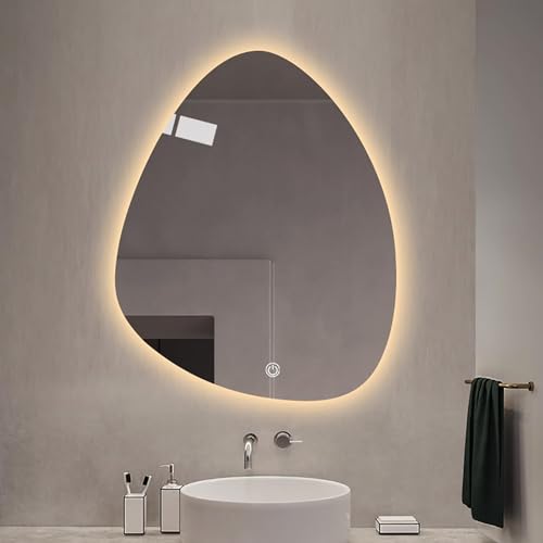 Miroir lumineux dimmable irrégulier de salle de bain 50x70cm ou 60x80cm