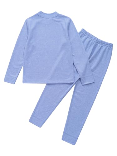 Kids Boys Girls Thermal Underwear Set Winter Warm Long Sleeve Base Layer Tops And Bottoms Sets Blue 15-16 Years4