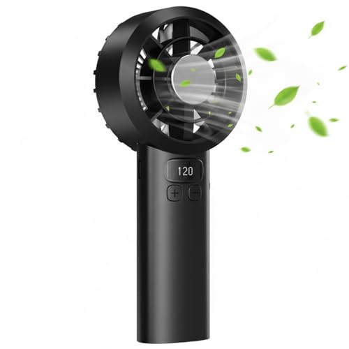 AICPAN Handventilator - Mini Ventilator 3000mAh Handventilator Akku Aufladbar 1-120 Stufen einstellbar mit LED-Display leiser Taschenventilator Sommer-Essentials für Reise Outdoor Büro Schwarz