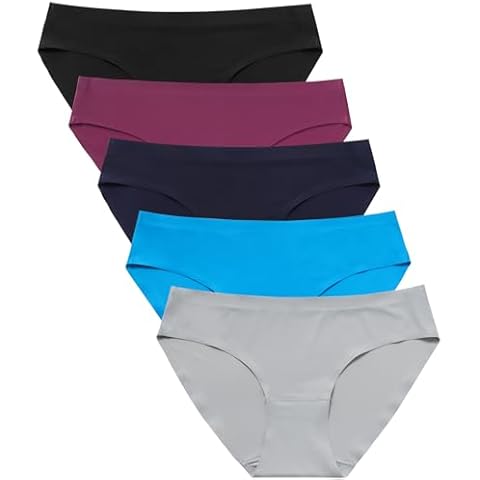 Wealurre Seamless Underwear for Women No Show Panties Soft Stretch Hipster Bikini Underwears 5-Pack (826L-Black & Gray) Cover