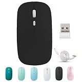 ✔ Ratón inalámbrico recargable: el mouse inalámbrico recargable puede durar 6 meses después de estar completamente cargado. Conexión de dos vías, puedes conectar directamente con Bluetooth o simplemente conectar el pequeño nano receptor y estás en el negocio. (Nota: el nano-receptor se almacena dentro de la parte posterior del ratón)
