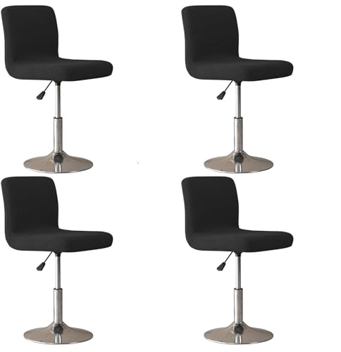 YOPOIY Fundas elásticas para taburetes de bar con respaldo, fundas para sillas giratorias para taburetes de bar, fundas suaves y extraíbles lavables (color negro, juego de 4)