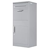 Zelsius Paketbriefkasten | RAL9007 Grau | verzinkter pulverbeschichteter Stahl mit Edelstahl Elementen | Briefkasten mit Paketfach, integrierte Rückholsperre | Bodenmontage | Paketbox, Parcel Box