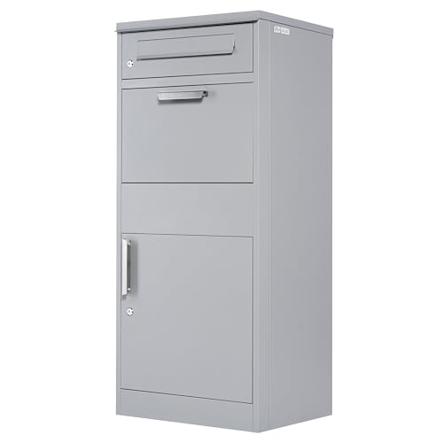 Zelsius Buzón de Correo para Paquetería en Acero Galvanizado con Recubrimiento de Polvo y Elementos de Acero Inoxidable | Color Gris Antracita | con Tope de Retorno Integrado | Montaje al Suelo