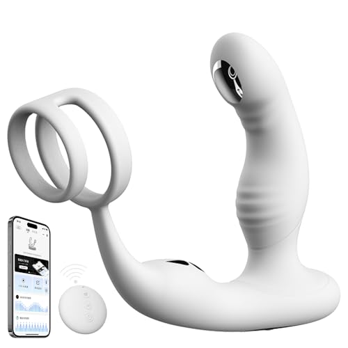 NAIXBTY Neu Elektroschock-Prostatamassager mit Doppelring SM APP Control 10 VibrationenElektroschocks Prostata Stimulation Elektroshock Vibrator Heizung Analplug Sexspielzeug für Männer Paare Extrem