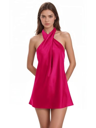 Satin Halter Homecoming Dresses 2025 Short Criss Cross Corset Mini Prom Party Cocktail Gown