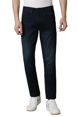 Image of Louis Philippe Men's Slim Fit Mid Rise All Day Comfort, Premium Twill Jeans