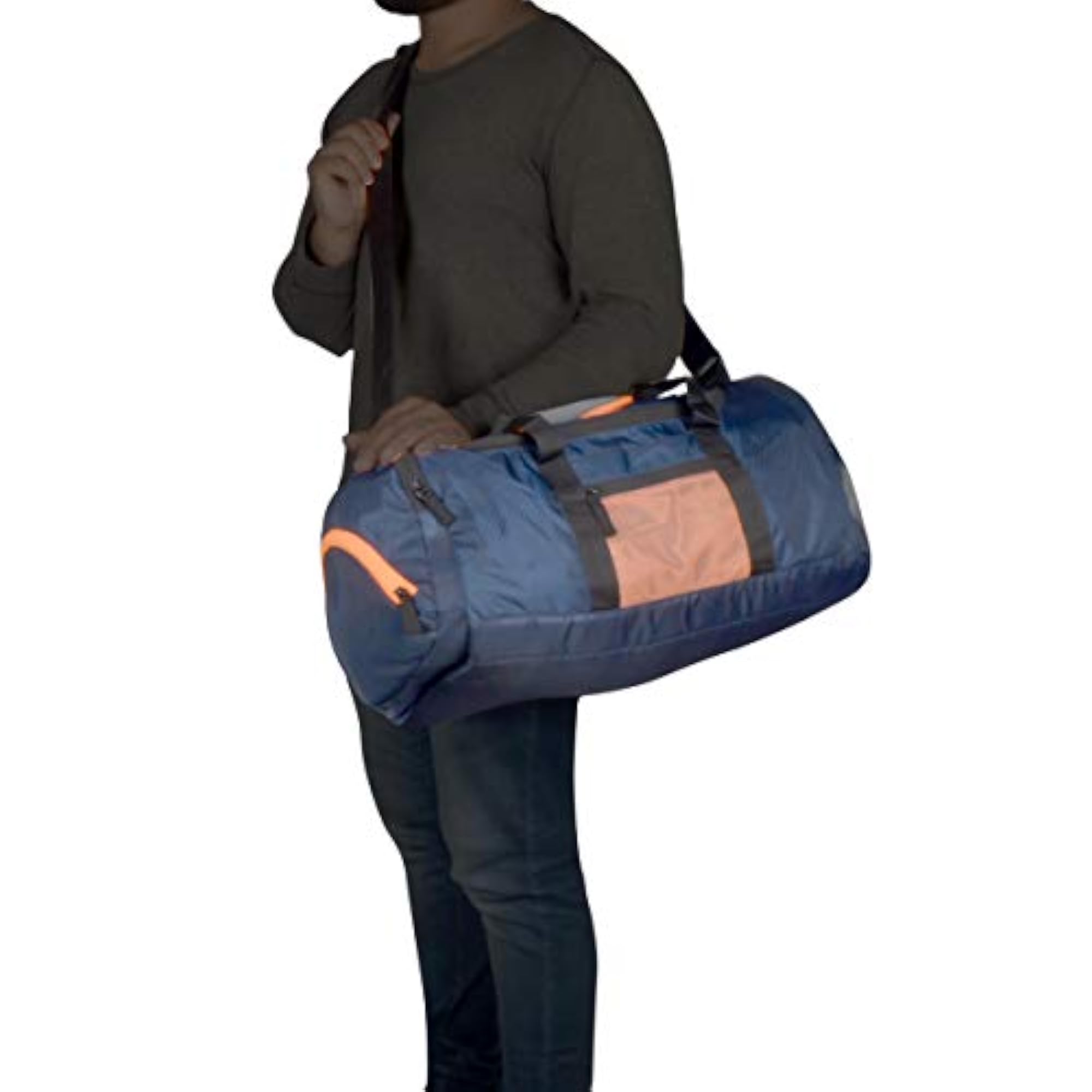 Stylish Travel Duffel Bag ? Navy Orange