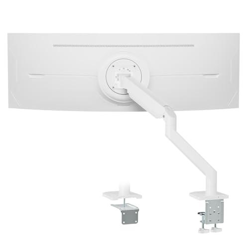 Image of UPGRAVITY White Monitor Arm for 17”-57” Screens up to 55lbs, Premium Aluminum Ultrawide Monitor Mount for Samsung 49” Odyssey G9 and LG, VESA 75/100mm