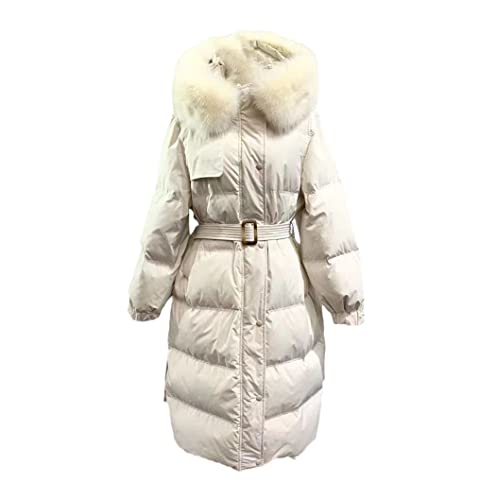 Manteau d'hiver long de style élégant avec capuche en fourrure