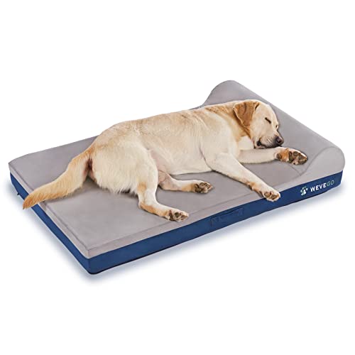 WEVEGO Dog Bed, Large, Foam Construction with Gel Memory Foam, Flannel Fabric, Removable Cover, Non-Slip Bottom, 46.0