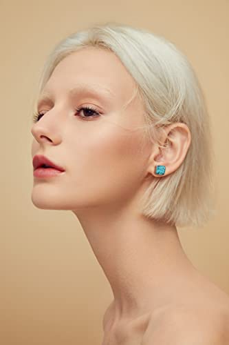 Lauren-Spencer Square Gemstone Stud Earrings for Women Dainty Turquoise Malachite Sodalite Tumbled Stone Earrings Hypoallergenic Stainless Steel Earrings Studs for Women Jewelry Gift3