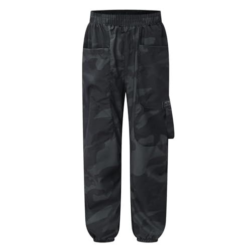 FEESHOW Kids Boys Camouflage Cargo Pants Casual Loose Fit Elastic Waistband Trousers with Pockets