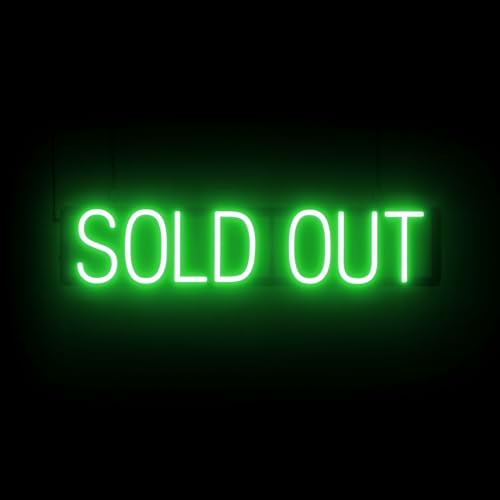 Image of SpellBrite LED Neon SOLD OUT Sign for Business - Green, 30 inch x 6 inch | Ultra-Bright Click-Together Signage for Restaurants, with Visibility from 500 Feet - 8 Animations, 6 Brightness Levels