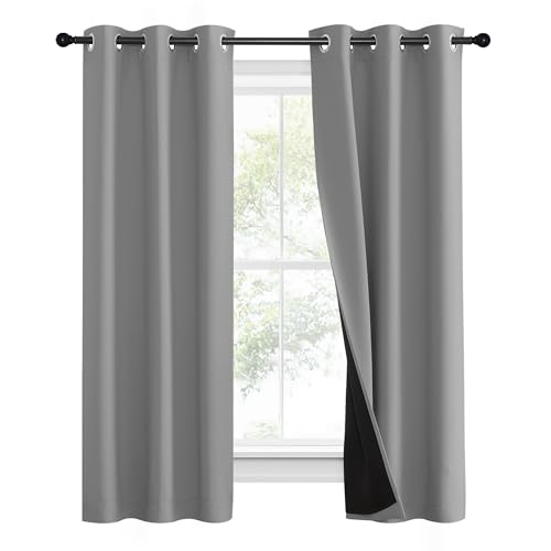Image of NICETOWN Full Shade Curtain Panels, Pair of Energy Smart & Noise Blocking Out Blackout Drapes for Dining Room Window, Thermal Insulated Guest Room Lined Window Dressing(Silver Grey, 37 x 60 inch)