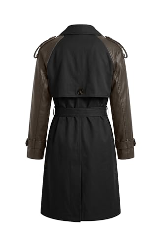 Image of Bellivera Women's Classic Long Windproof Trench Coat With Belted Waist | Notch Lapel Collar,Breasted Button Front,Adjustable Cuff Straps,Side Slant Pockets,Spring Fall Daily Commute Office Wear