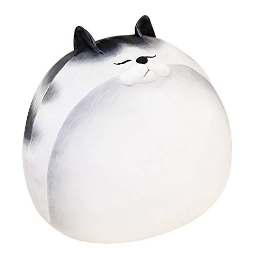 MINHADISI 30 cm Cute Plush Cushion with Chubby Cat, Plush Toy, Cuddly Toy, Soft Sleeping Pillow Blob and Striped Pets Cuddly Cushion Gifts for Children (Black, 30 cm)