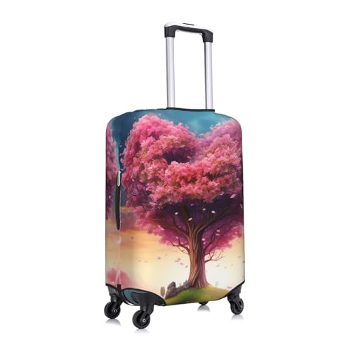 Colorful Pink Heart Tree Travel Luggage Cover Suitcase Protector Washable Elastic Suitcase Cover Anti-Scratch Luggage Protector Travel Suitcase Baggage Cover Fits 18-32 Inch Suitcase Small3