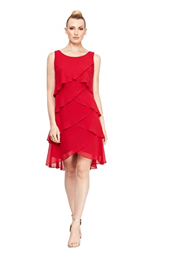 Image of S.L. Fashions Womens Tiered Cocktail Party Dress, Wedding Guest Gown (Petite and Regular Sizes)