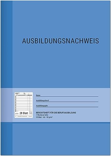 NBECOM Berichtsheft Ausbildung/Ausbildungsnachweisheft täglich/wöchentlich - DIN A4 28 Blatt 1 Woche je Seite Montag bis Sonntag (1)