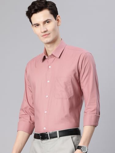 Image of Majestic Man Men's Solid Cotton Blend Wrinkle-Resistant Slim Fit Easy-Iron Formal & Office Wear