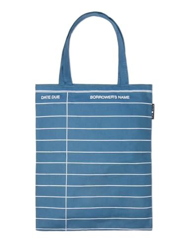 Out of Print Library Card Blue Tote Bag with Inner Pocket - Gift for Book Lovers2