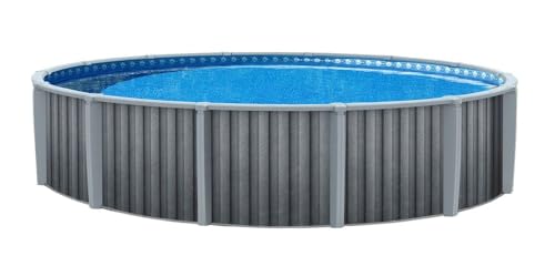 Lake Effect Pools 'Saint Kitts' 21 ft Round Above Ground Swimming Pool | 52 Inch Resin Protected Steel Sided Walls | Bundle Includes: 25 Gauge Overlap Liner & Widemouth Skimmer | Salt Water Friendly