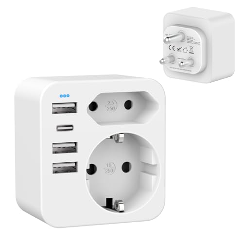 HANYEAL Adattatore Da Viaggio Per Sud Africa, Namibia, Botswana – Presa Tipo M Con 4 USB E USB-C 3.4A