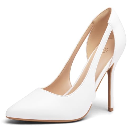 mysoft Women's Stiletto Heels Pumps Closed Toe 4IN Cut Out High Heels Pointed Toe Dress Shoes