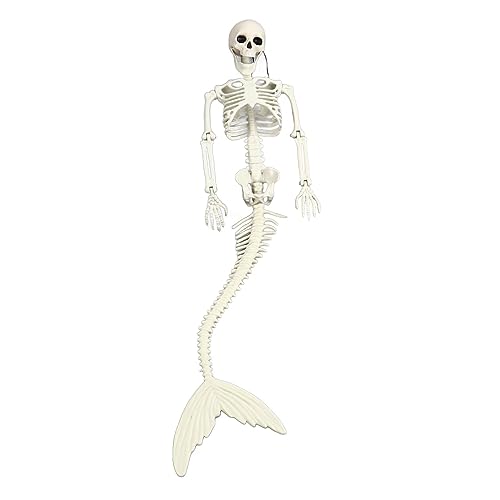 ZZIOLYTHICTRADING Life Size Skeleton Mermaid Halloween Skeleton Decorations Full Body Posable Joints Realistic Mermaid Prop with Durable Plastic Body for Outdoor Entrance