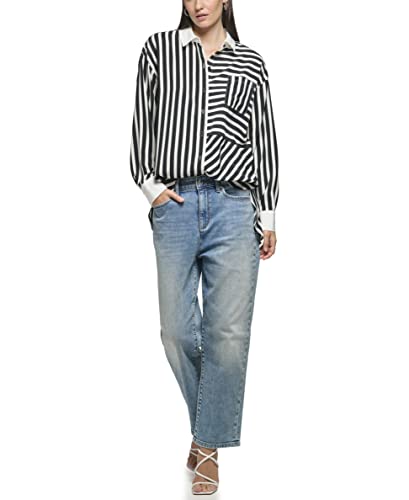 Karl Lagerfeld Paris Women's Soft Long Sleeve Stripe Everyday Fashion Sport Blouse4
